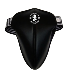 A black Running Hydration Belt with white logo and tiger graphic, featuring “REVOLUTION TAEKWON-DO” text and a white-striped black elastic waistband.