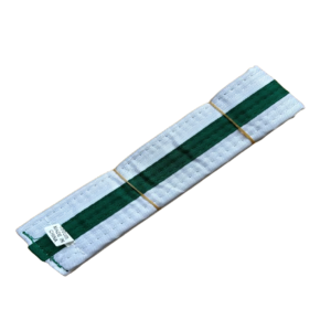 A Running Hydration Belt, neatly folded and secured with two rubber bands. A small label reading Made in China is visible at one end.